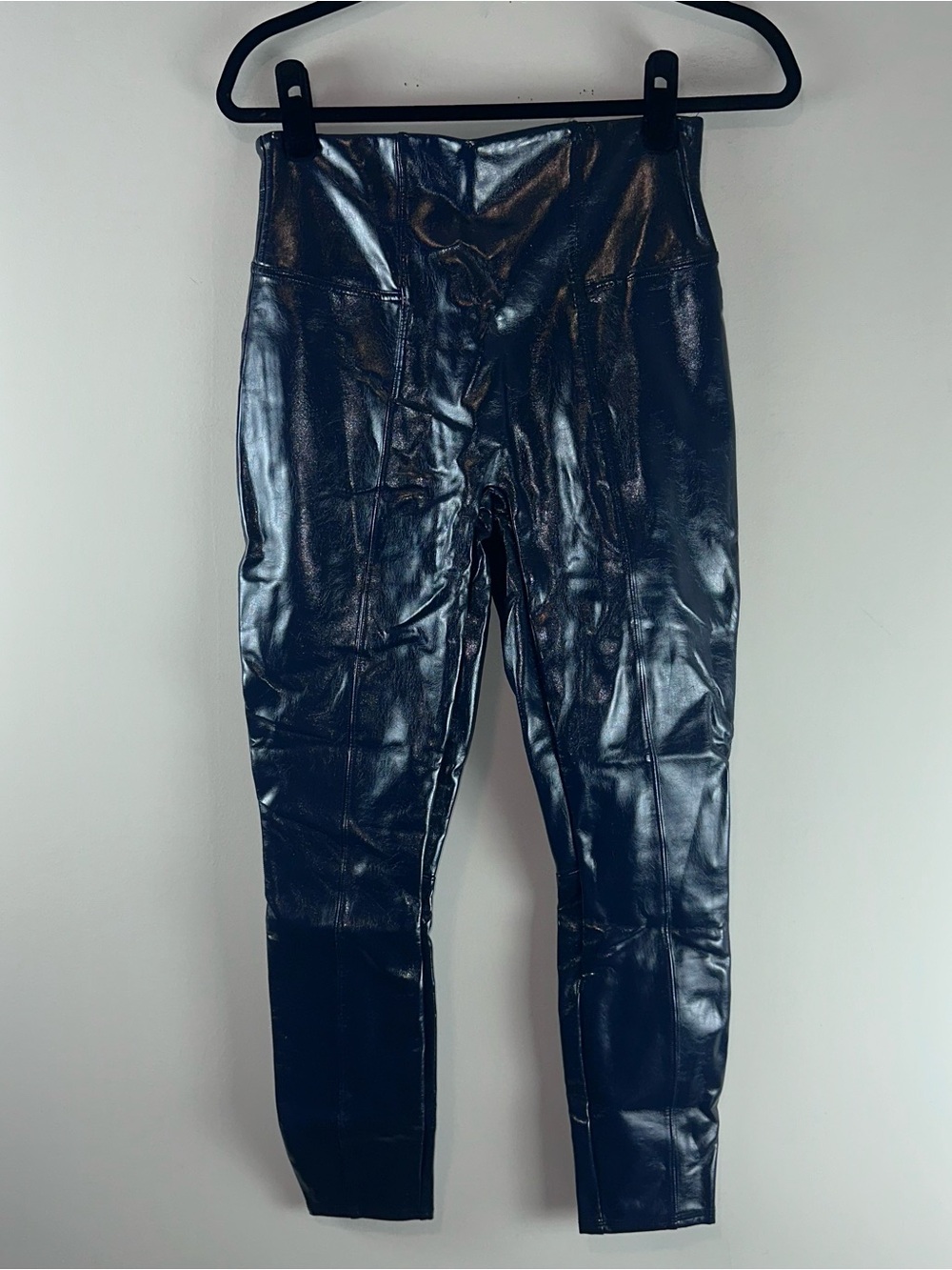 Spanx Faux Patent Leather Leggings in Port Navy Size M Petite